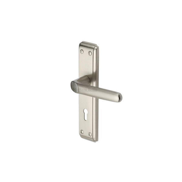 Deco Door Handle on Plate by M Marcus - Heritage Brass