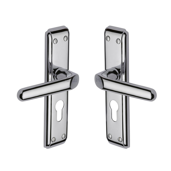 Deco Door Handle on Plate by M Marcus - Heritage Brass