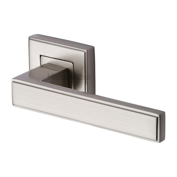 M Marcus - Heritage Brass, Linear Sq Door Handle on Square Rose, Door Handles, Door Handles on Square Rose