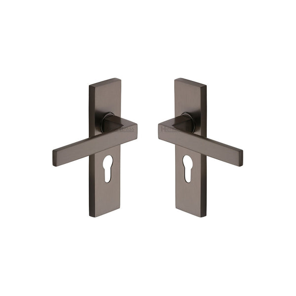Delta Door Handle on Plate by M Marcus - Heritage Brass