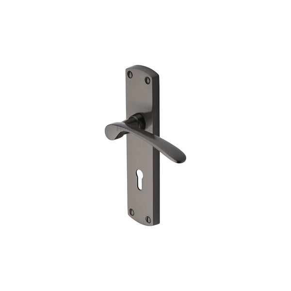 Diplomat Door Handle on Plate by M Marcus - Heritage Brass