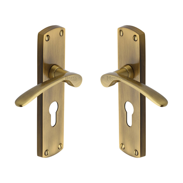 Diplomat Door Handle on Plate by M Marcus - Heritage Brass