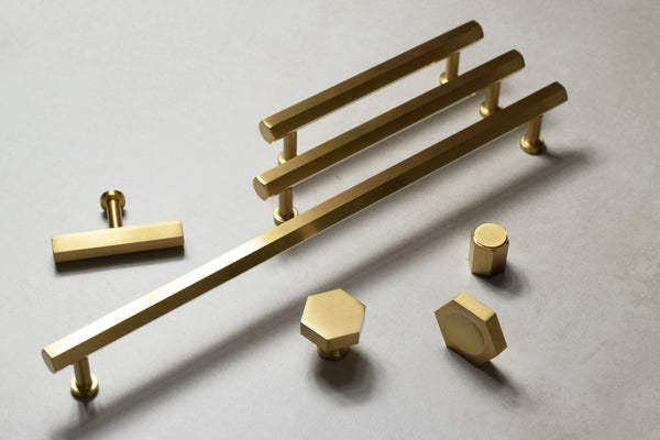 Millhouse Brass Pennington Hexagonal T-Bar Cabinet Pull Handle 320mm - additional image