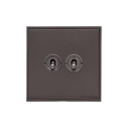 Executive Range Matt Bronze Switches & Sockets, EX9 - 2 Gang Toggle Switch by Heritage Brass By M-Marcus