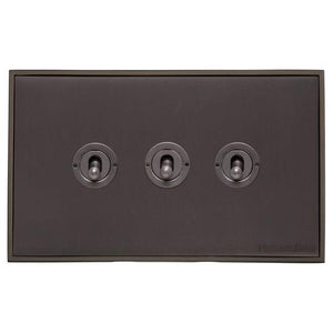Executive Range Matt Bronze Switches & Sockets, EX9 - 3 Gang Toggle Switch by Heritage Brass By M-Marcus