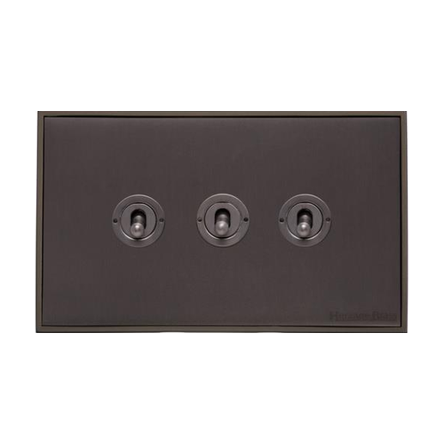 Executive Range Matt Bronze Switches & Sockets, EX9 - 3 Gang Toggle Switch by Heritage Brass By M-Marcus