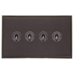 Executive Range Matt Bronze Switches & Sockets, EX9 - 4 Gang Toggle Switch by Heritage Brass By M-Marcus