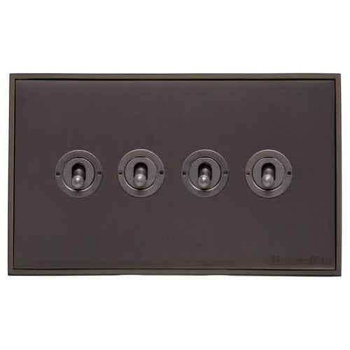 Executive Range Matt Bronze Switches & Sockets, EX9 - 4 Gang Toggle Switch by Heritage Brass By M-Marcus