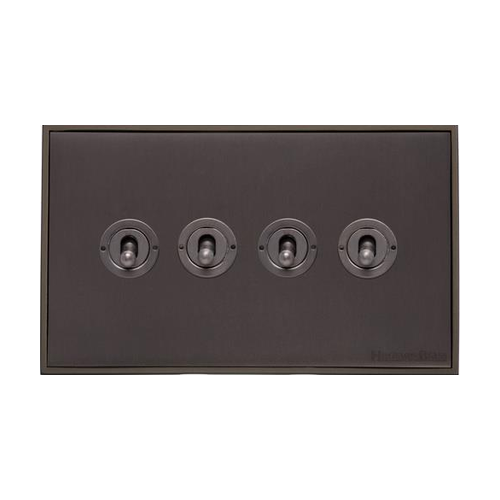 Executive Range Matt Bronze Switches & Sockets, EX9 - 4 Gang Toggle Switch by Heritage Brass By M-Marcus