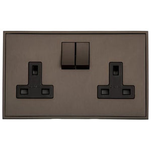 Executive Range Matt Bronze Switches & Sockets, EX9 - Double Socket (13 Amp) by Heritage Brass By M-Marcus