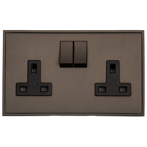 Executive Range Matt Bronze Switches & Sockets, EX9 - Double Socket (13 Amp) by Heritage Brass By M-Marcus