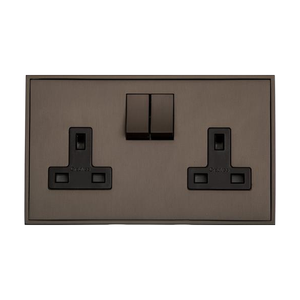 Executive Range Matt Bronze Switches & Sockets, EX9 - Double Socket (13 Amp) by Heritage Brass By M-Marcus