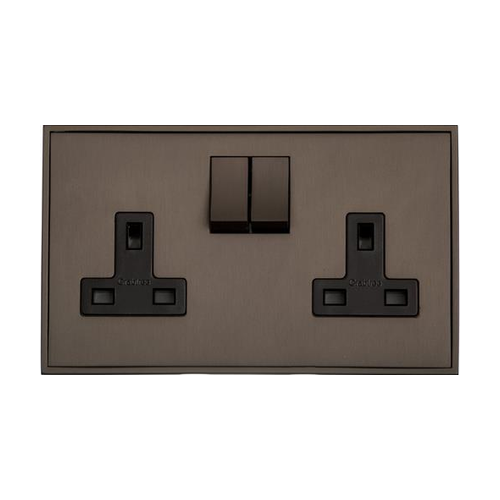 Executive Range Matt Bronze Switches & Sockets, EX9 - Double Socket (13 Amp) by Heritage Brass By M-Marcus