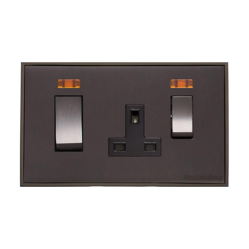 Executive Range Matt Bronze Switches & Sockets, EX9 - 45A Cooker Unit + 13A Socket by Heritage Brass By M-Marcus