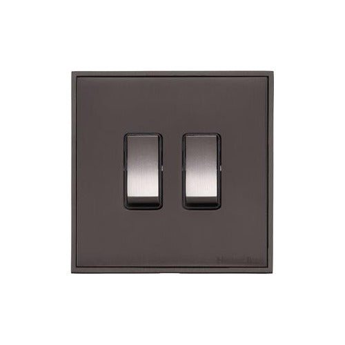 Executive Range Matt Bronze Switches & Sockets, EX9 - 2 Gang Rocker Switch by Heritage Brass By M-Marcus