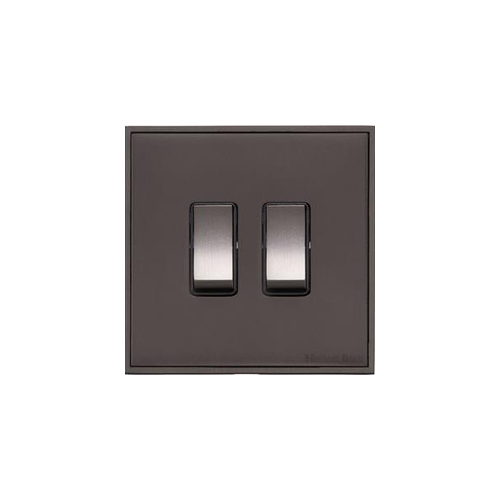 Executive Range Matt Bronze Switches & Sockets, EX9 - 2 Gang Rocker Switch by Heritage Brass By M-Marcus