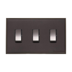 Executive Range Matt Bronze Switches & Sockets, EX9 - 3 Gang Rocker Switch Twin Plate by Heritage Brass By M-Marcus