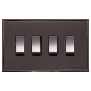 Executive Range Matt Bronze Switches & Sockets, EX9 - 4 Gang Rocker Switch by Heritage Brass By M-Marcus