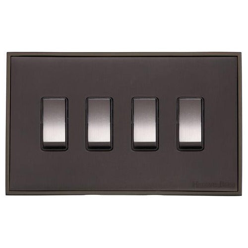 Executive Range Matt Bronze Switches & Sockets, EX9 - 4 Gang Rocker Switch by Heritage Brass By M-Marcus