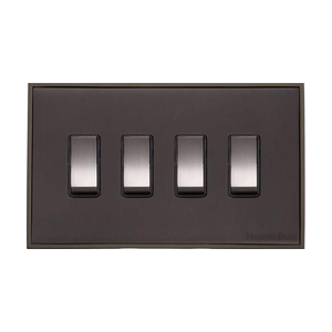 Executive Range Matt Bronze Switches & Sockets, EX9 - 4 Gang Rocker Switch by Heritage Brass By M-Marcus