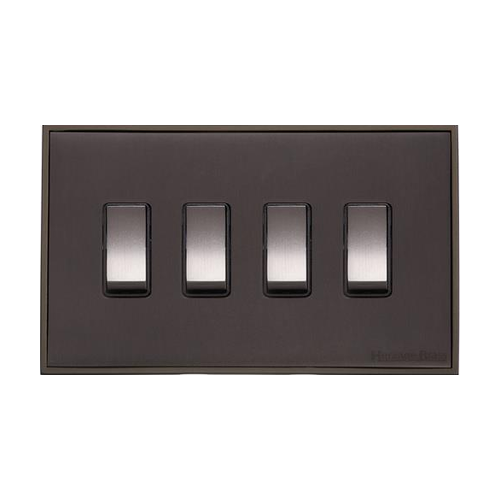Executive Range Matt Bronze Switches & Sockets, EX9 - 4 Gang Rocker Switch by Heritage Brass By M-Marcus