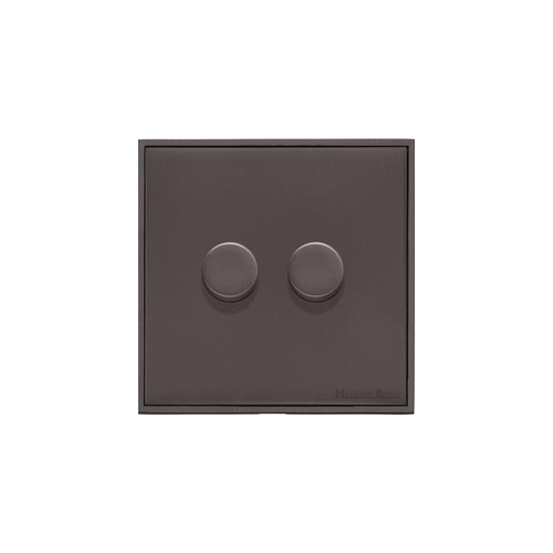 Executive Range Matt Bronze Switches & Sockets, EX9 - 2 Gang TED Dimmer (Compatible with LED Lamps) by Heritage Brass By M-Marcus