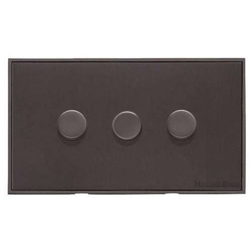 Executive Range Matt Bronze Switches & Sockets, EX9 - 3 Gang Dimmer 400 watts (Compatible with halogen/ incandescent bulbs) by Heritage Brass By M-Marcus