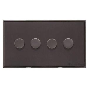 Executive Range Matt Bronze Switches & Sockets, EX9 - 4 Gang Dimmer 250 watts (Compatible with halogen/ incandescent bulbs) by Heritage Brass By M-Marcus