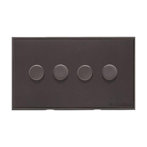 Executive Range Matt Bronze Switches & Sockets, EX9 - 4 Gang Dimmer 250 watts (Compatible with halogen/ incandescent bulbs) by Heritage Brass By M-Marcus
