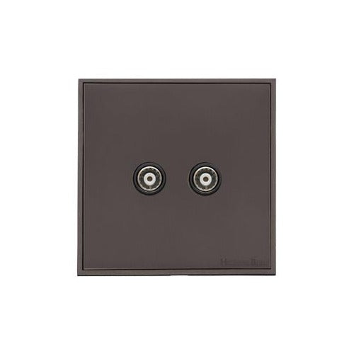Executive Range Matt Bronze Switches & Sockets, EX9 - TV/FM Diplexed Socket by Heritage Brass By M-Marcus