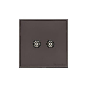 Executive Range Matt Bronze Switches & Sockets, EX9 - 2 Gang TV Coaxial Socket by Heritage Brass By M-Marcus