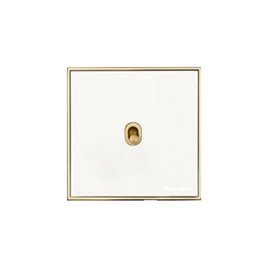 Executive Range Matt White with Polished Brass Switches & Sockets, EX10 - 1 Gang Stockholm Toggle by Heritage Brass By M-Marcus