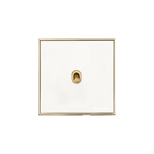 Executive Range Matt White with Polished Brass Switches & Sockets, EX10 - 1 Gang Intermediate Stockholm Toggle by Heritage Brass By M-Marcus