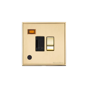 Executive Range Satin Brass with Polished Brass Switches & Sockets, EX14 - Switched Spur with Neon + Cord (13 Amp) by Heritage Brass By M-Marcus