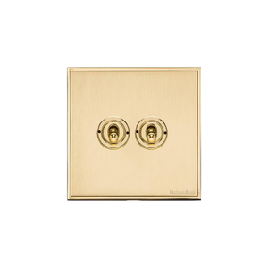 Executive Range Satin Brass with Polished Brass Switches & Sockets, EX14 - 2 Gang Toggle Switch by Heritage Brass By M-Marcus