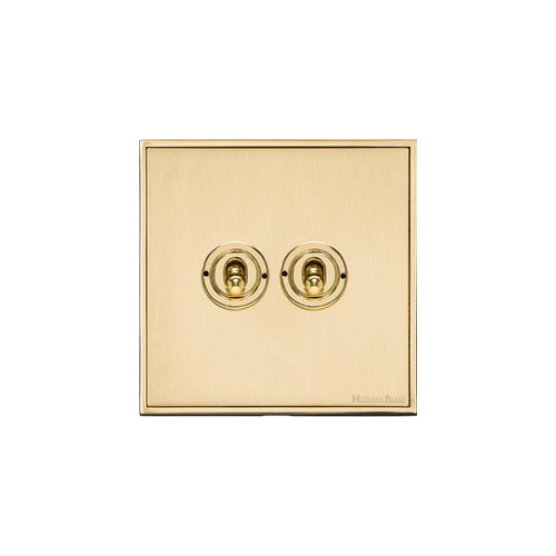 Executive Range Satin Brass with Polished Brass Switches & Sockets, EX14 - 2 Gang Toggle Switch by Heritage Brass By M-Marcus
