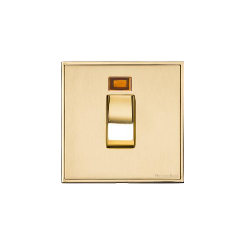 Executive Range Satin Brass with Polished Brass Switches & Sockets, EX14 - 45A DP Cooker Switch with Neon (single plate) by Heritage Brass By M-Marcus