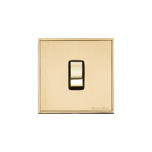 Executive Range Satin Brass with Polished Brass Switches & Sockets, EX14 - 1 Gang Intermediate Rocker Switch by Heritage Brass By M-Marcus