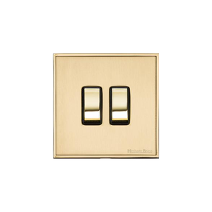 Executive Range Satin Brass with Polished Brass Switches & Sockets, EX14 - 2 Gang Rocker Switch by Heritage Brass By M-Marcus