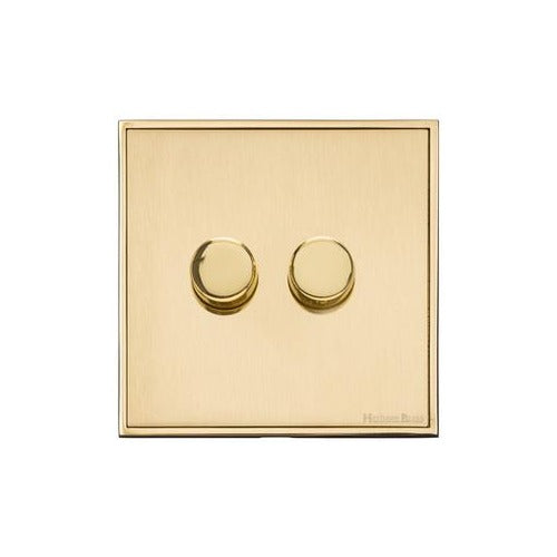 Executive Range Satin Brass with Polished Brass Switches & Sockets, EX14 - 2G Multi Location Secondary Dimmer by Heritage Brass By M-Marcus