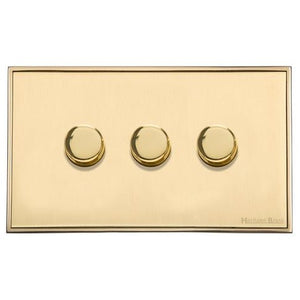 Executive Range Satin Brass with Polished Brass Switches & Sockets, EX14 - 3G Multi Location Primary Dimmer by Heritage Brass By M-Marcus