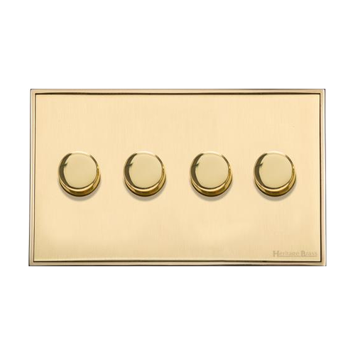 Executive Range Satin Brass with Polished Brass Switches & Sockets, EX14 - 4G Multi Location Secondary Dimmer by Heritage Brass By M-Marcus