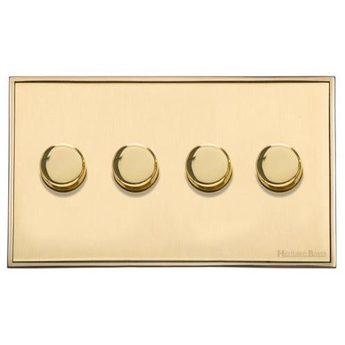 Executive Range Satin Brass with Polished Brass Switches & Sockets, EX14 - 4G Multi Location Secondary Dimmer by Heritage Brass By M-Marcus
