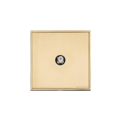 Executive Range Satin Brass with Polished Brass Switches & Sockets, EX14 - 1 Gang Satellite Socket by Heritage Brass By M-Marcus