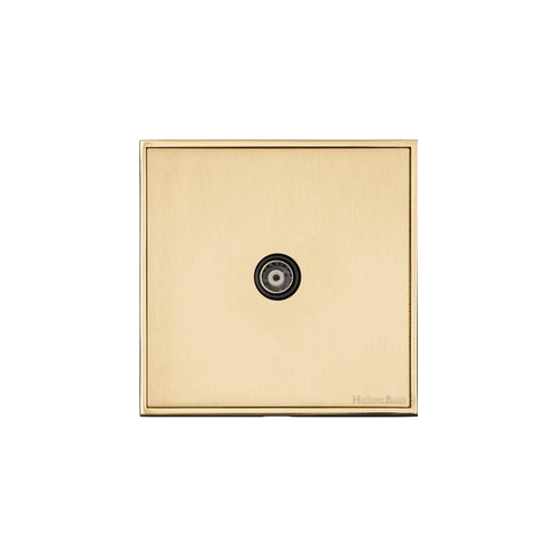 Executive Range Satin Brass with Polished Brass Switches & Sockets, EX14 - 1 Gang Isolated TV Coaxial Socket by Heritage Brass By M-Marcus