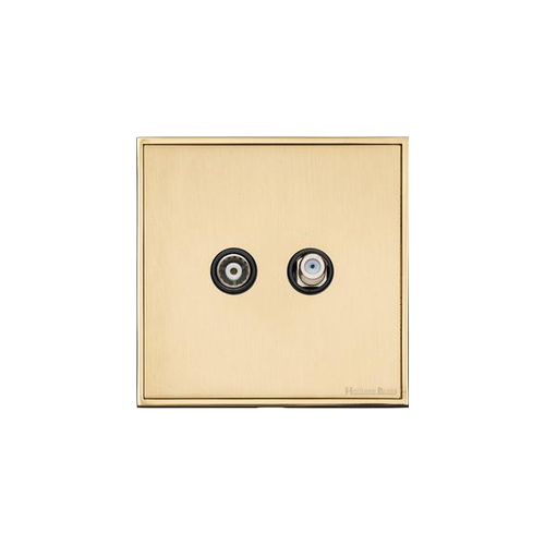 Executive Range Satin Brass with Polished Brass Switches & Sockets, EX14 - TV/Satellite Socket by Heritage Brass By M-Marcus