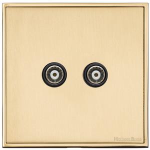 Heritage Brass Electrical, Executive Range - Satin Brass - TV/FM Diplexed Socket, TV/FM Diplexed Socket, TV and Satellite Sockets, TV/FM Diplexed Socket