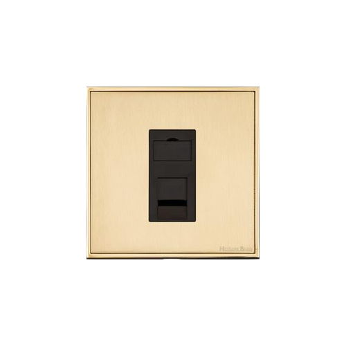 Executive Range Satin Brass with Polished Brass Switches & Sockets, EX14 - 1 Gang RJ11 by Heritage Brass By M-Marcus