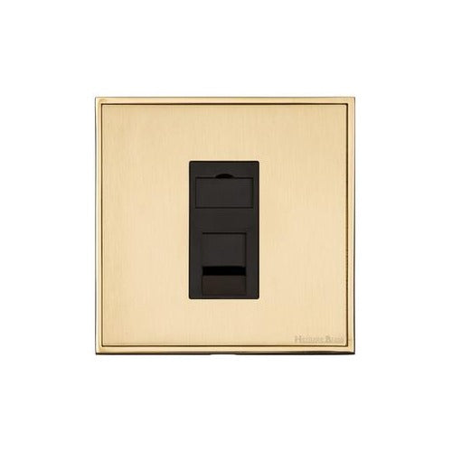 Executive Range Satin Brass with Polished Brass Switches & Sockets, EX14 - 1 Gang CAT6 by Heritage Brass By M-Marcus