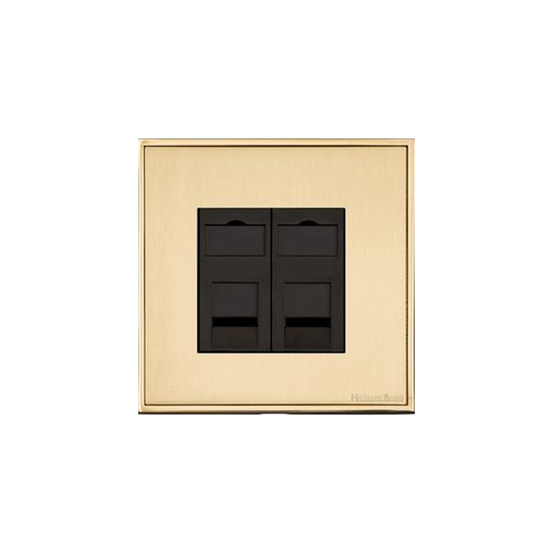 Executive Range Satin Brass with Polished Brass Switches & Sockets, EX14 - 2 Gang Master Line Socket by Heritage Brass By M-Marcus